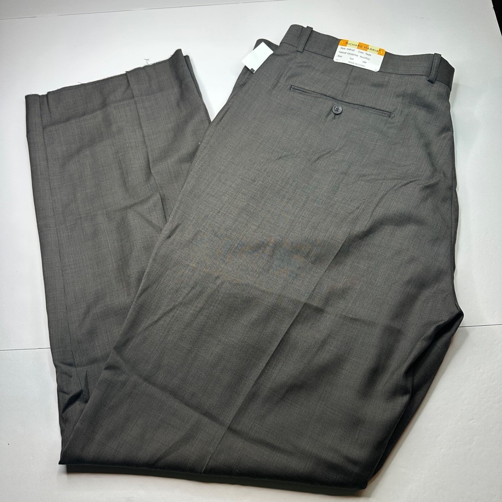 Richard Harris Mens Dress Pants Size 48R Taupe Pleated Lined Straight Leg